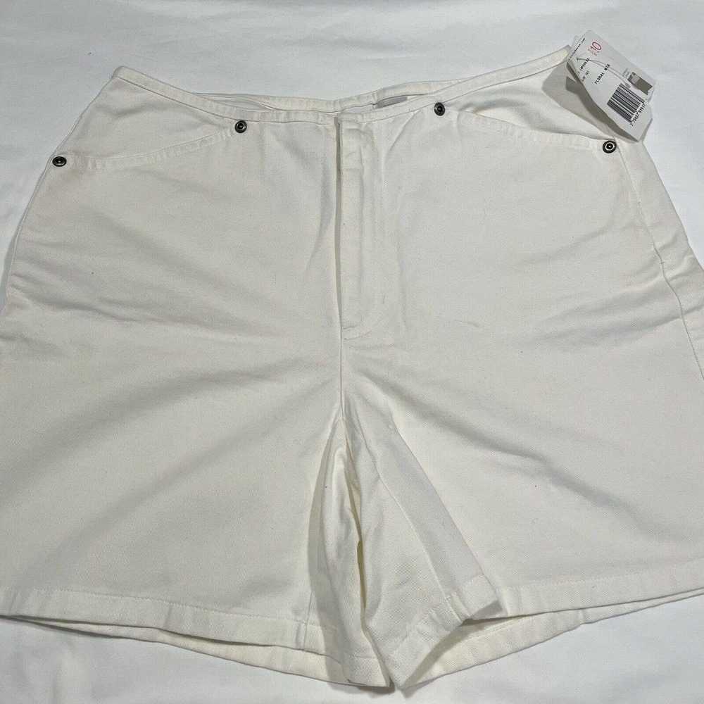 Liz Claiborne Lizwear Jeans 10P Womens White Denim Shorts High Rise Y2K NWD